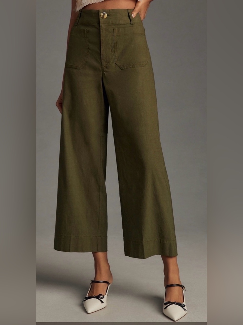 Maeve The Colette Olive Green Wide-Leg Pants 26T
